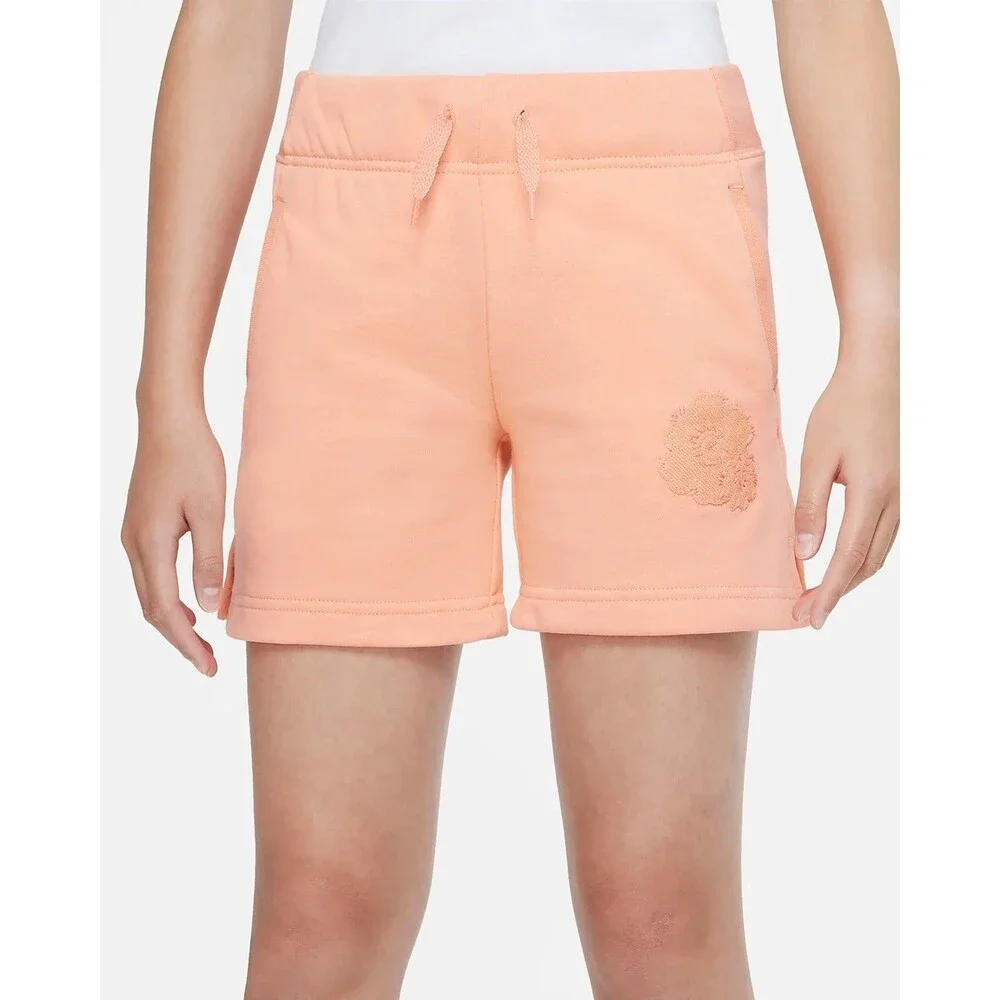 Nike Sportswear Club Big Kids' (Girls') French Terry Shorts in Pink Coral Medium
